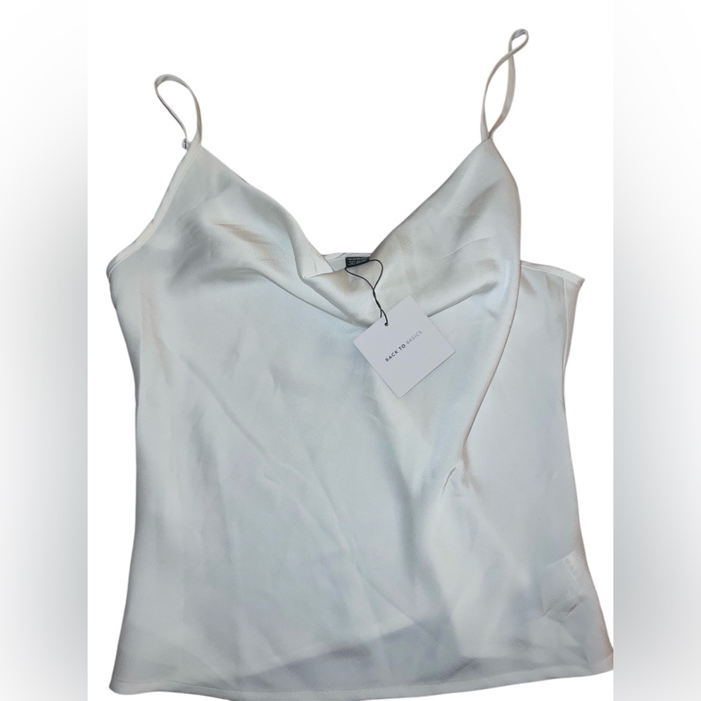 Back to Basics size medium cami strap scoop tank white
